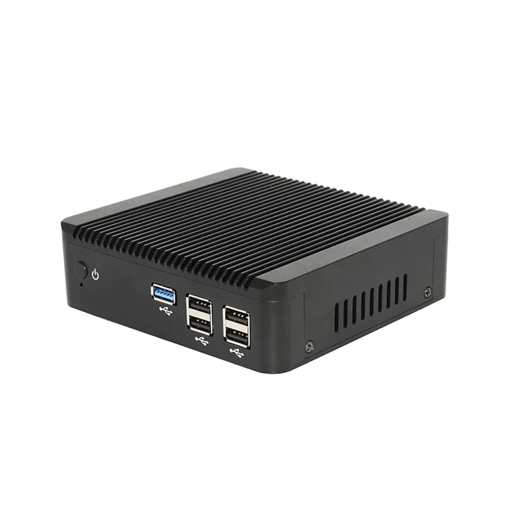 QINLAN безвентиляторный мини-ПК J1900 4 ядра, четыре потока 2,0 ГГц Windows7/8/10 Мини компьютер HDMI WiFi двойной LAN с 2 Дисплей Порты и разъёмы