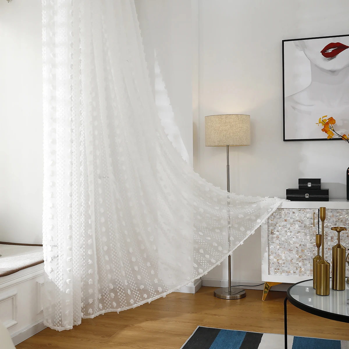 

4/2/1Panels Window Screening Pastoral Curtains Tulle Modern Solid Color White Sheer Voile For Bedroom Kitchen Living Room D30