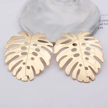 

Bohemian Style Leaves Big Stud Earrings Hollow Metal Leaf Fashion Statement Earrings For Women Jewelry Party Accessories