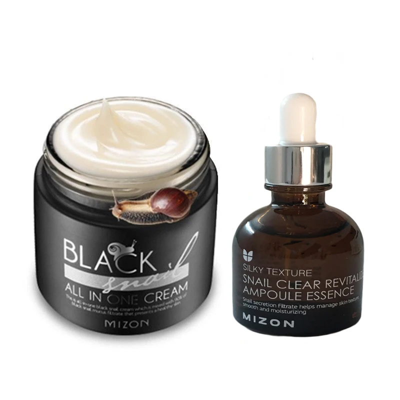 MIZON Black Snail All In One Cream 75ml + Clear Revitalize Ampoule Essence Facial Serum Moisturizing Korea Cosmetics | Красота и