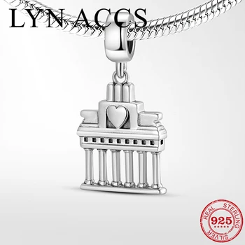 

925 Sterling Silver gift Parthenon Art building Bead Pendant Fit Pandora Charms silver 925 original Bracelet Jewelry Making 2019