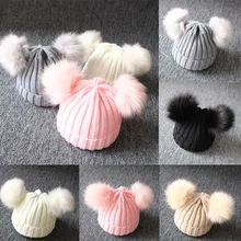 REAKIDS Милая зимняя вязаная шапочка для малыша зимняя теплая детская шапка Новорожденные Детские шапки для девочек хлопковая шапка Девочки Мальчики Детские шапки