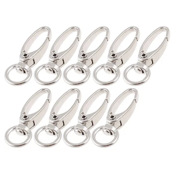 

Silver Tone D Swivel Trigger Hooks Key Ring Lobster Clasps 9 Pcs