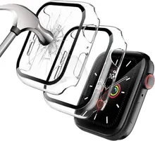 Чехол для Apple Watch Series 6/5/4/SE 40 мм 44 мм, протектор экрана из закаленного стекла, жесткий бампер из поликарбоната, защитный чехол для iWatch Чехол для Apple Watch Series 6/5/4/SE 40 мм 44 мм, протектор экрана из закаленного стекла, жесткий бампер из поликарбоната, защитный чехол для iWatch