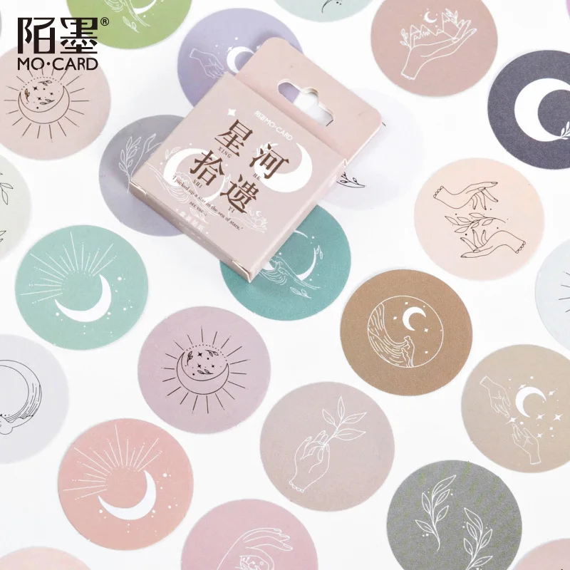 Pegatinas de papelería de galaxia, Luna, Color Macaron, papel coreano, estética para diario, pegatinas decorativas, álbum de recortes, 45 Uds.