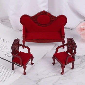 

Dollhouse Furniture Mini Sofa Set Miniature Living Room Kids Pretend Play Toy dolls decoration handmade simulation TOY