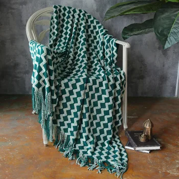 

Wavy Stripes Knitted Car Airplane Throw Blanket Blanket Sofa Blanket Train Travel Home
