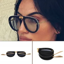 Новая мода складной портативный стиль пилот женские очки прозрачные алмазные украшения складные брендовые дизайнерские солнцезащитные очки Oculos De Sol
