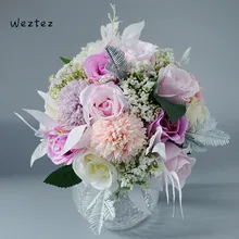 Букет розы с хрустальным водопадом Свадебный с жемчугом свадебный букет искусственных цветов невесты аксессуары для букетов SPH66