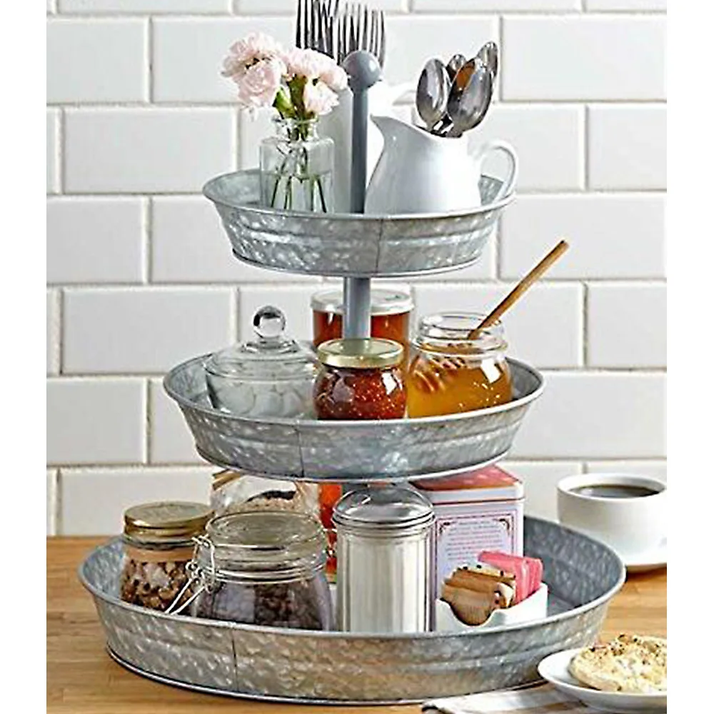

Wrought iron three-layer cake pan cake tower cake stand pastry rack fruit galvanized iron snack tray