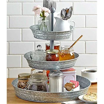 

Wrought iron three-layer cake pan cake tower cake stand pastry rack fruit galvanized iron snack tray