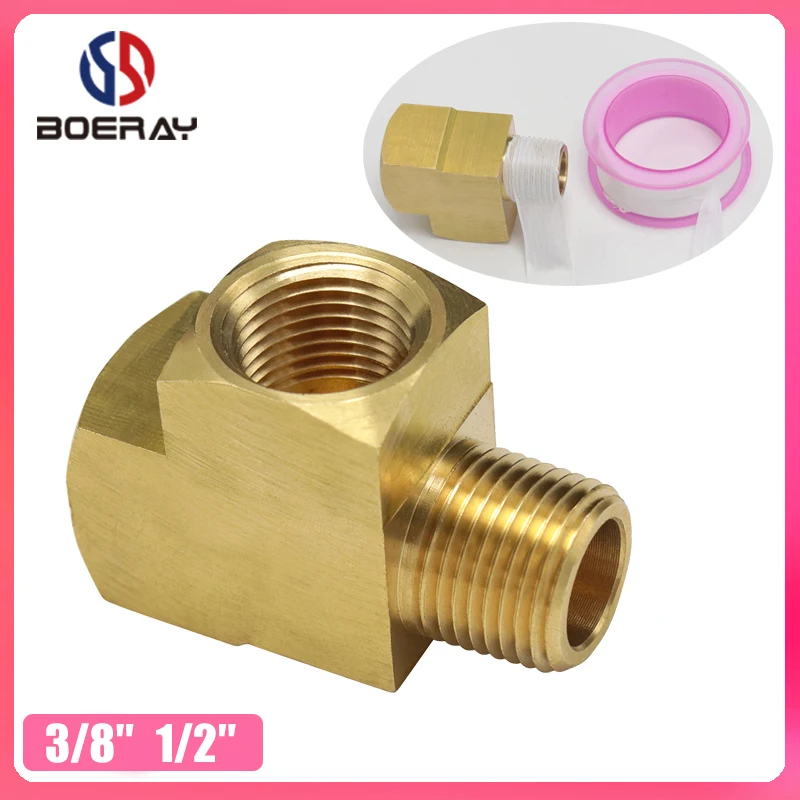 

2pcs 3/8" 1/2" 3 Way Brass Hose Tube Fitting Female and Male Run Tee Joint with NPT Thread(Model 3750)