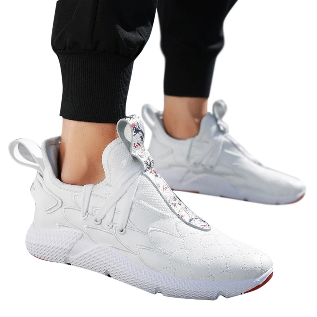 Zapatillas de deporte de costura para hombre de gran zapatillas de deporte de estilo chino zapatos casuales de grano de pájaro de zapatos para correr nuevos W30726|Zapatillas de correr|