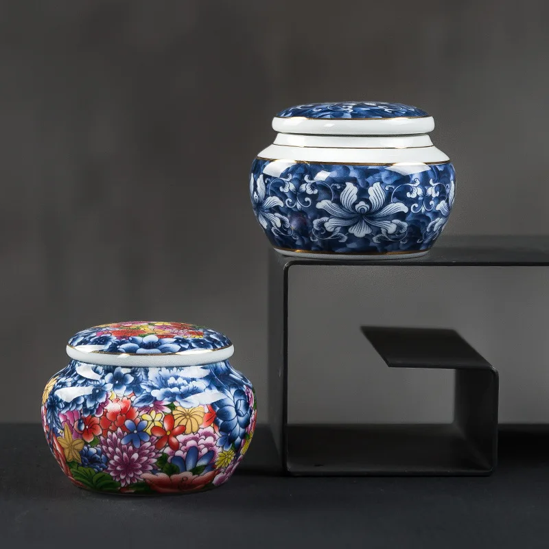 Mini Blue Ceramic Urn Small Cremation Urns For Human Ashes Pet Funeral