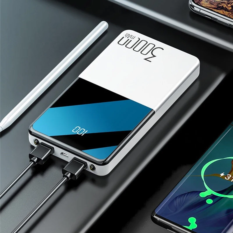 Внешний аккумулятор с фонариком 30000 мАч быстрая зарядка для iPhone 11 Pro Xiaomi Mi 8