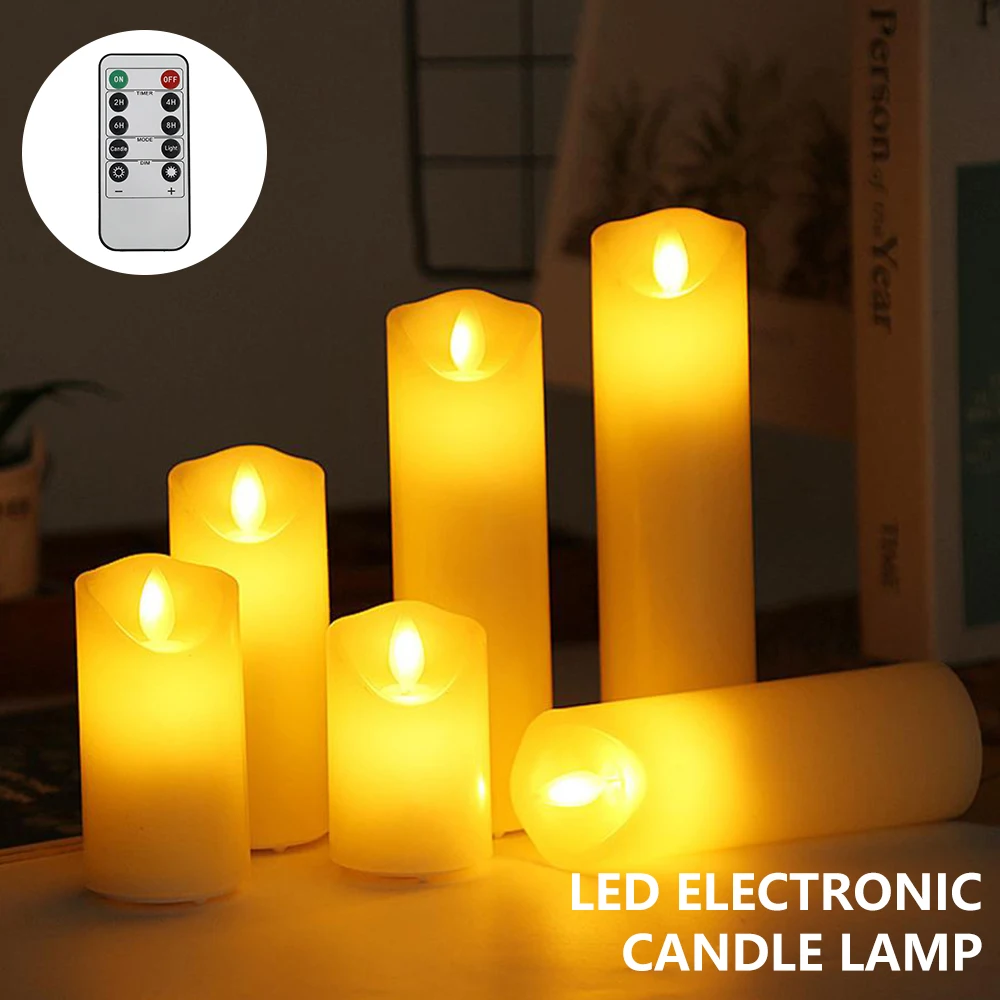 

5 Pcs Electronic LED Candles Lamp Realistic Battery-Powered Flameless Candles Party Wedding Festival Decor With Remote Control