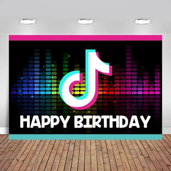 

Musical Symbol Tok Tik Background for Girls Coloful Beating Audio Frequency Birthday Party Photography Backdrop Photo Studio