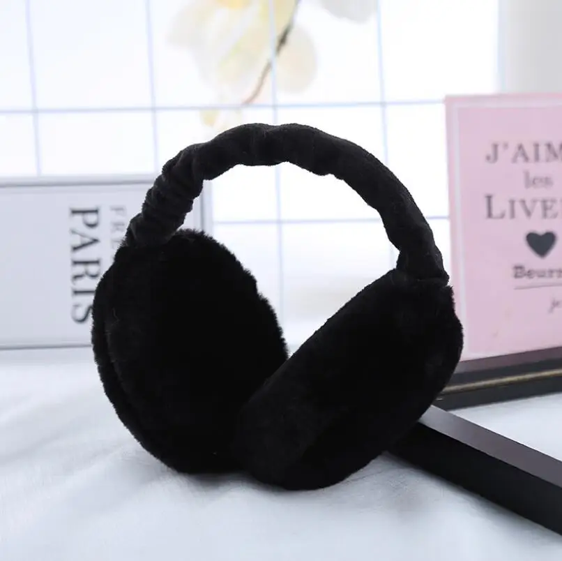 E015 Black LJCUIYAO, женские зимние наушники, модные женские меховые зимние ухо теплые наушники, наушники, повязка на голову, высокое качество - Цвет: E015 Black