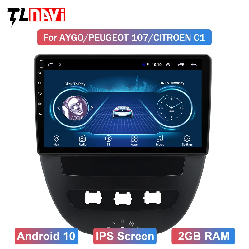 Система Android 10 Автомобильный сенсорный экран IPS стерео для Peuget 107 1Toyota Aygo 1Citroen C1