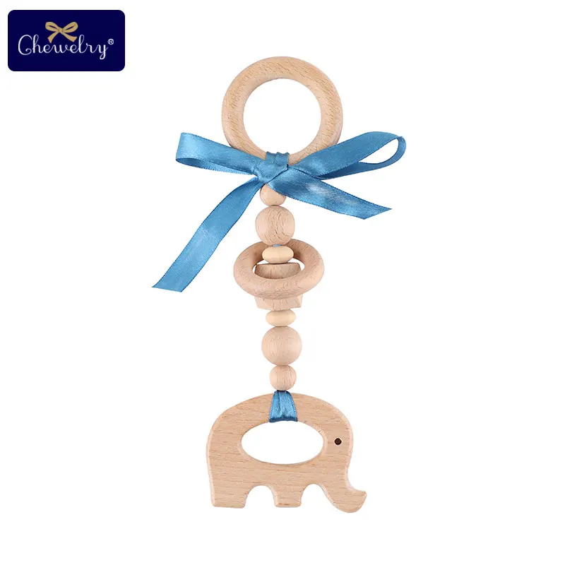 Baby Teether Wooden Pram Clip Baby Mobile Pram Play Gym Wood Beads Bee Pacifier Chain Chewable Baby Rattle Baby Teething Gifts