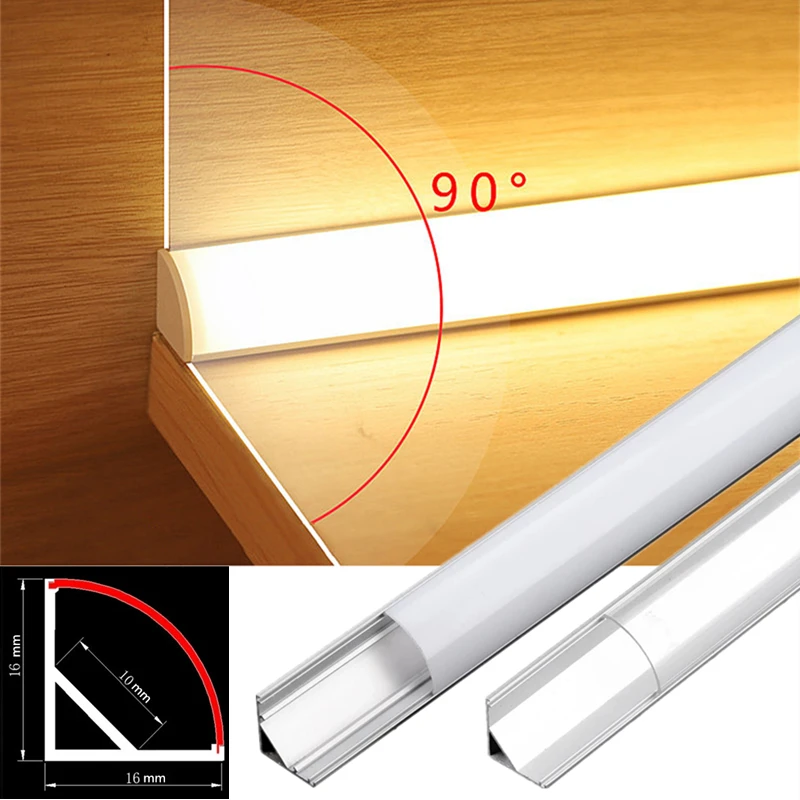 2-30pcs/lot 0.5m/pcs V-Type Corner Aluminum Profile For 5050 3528 Milky/Transparent Cover LED Channel Cabinet Bar Strip Lights