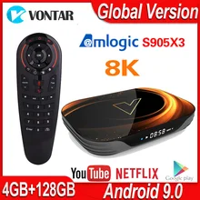 ТВ-приставка VONTAR X3 8K Android 9,0 Смарт ТВ-приставка Amlogic S905X3 4 Гб 128 Гб 64 Гб 32 Гб Wifi 4K 60fps 1000 м Netflix Youtube медиаплеер(China)