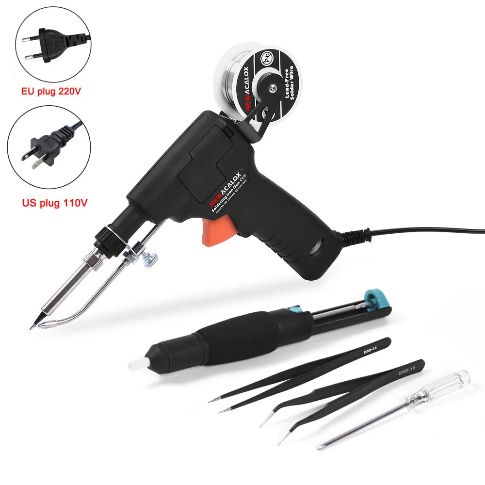 80W Handheld Auto Send Tin Soldering Iron Gun Heat Solder Tweezer Welding Tool
