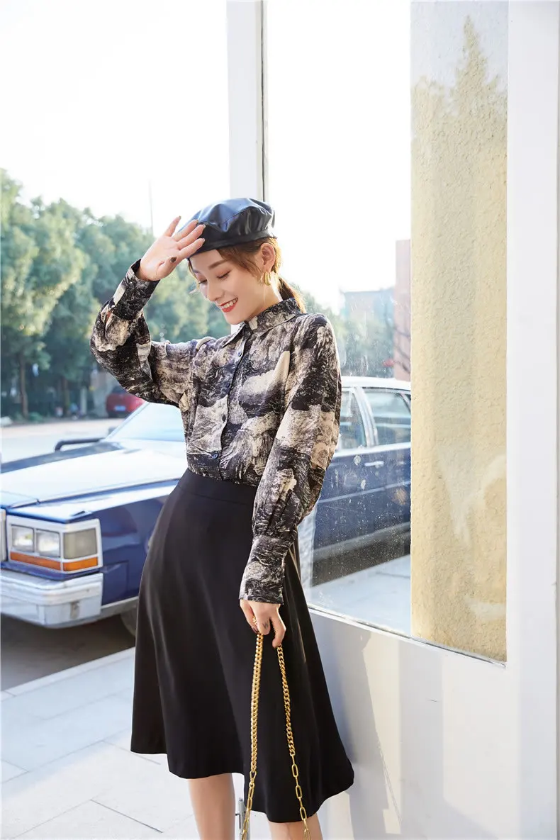 Женские рубашки с XITAO принтом, модные женские топы и блузки в винтажном стиле, осенняя женская одежда XJ2766