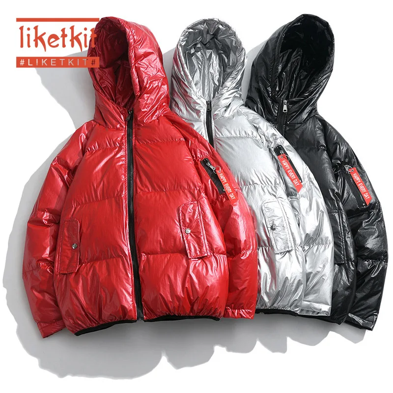 Liketkit, зимние куртки для мужчин,, однотонный яркий цвет, Harajuku, Толстая куртка, парка, мужской японский стиль, свободная уличная одежда, 5XL