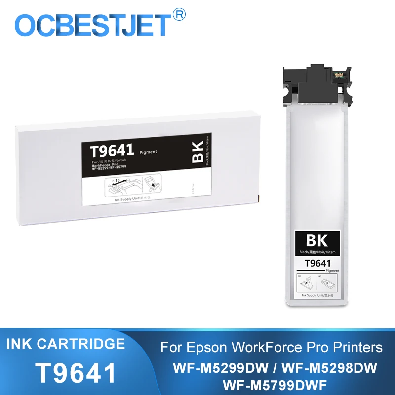 

T9641 C13T964140 100 мл Черный чернильный картридж с пигментными чернилами для принтера Epson WorkForce Pro WF-M5799DWF WF-M5299DW WF-M5298DW