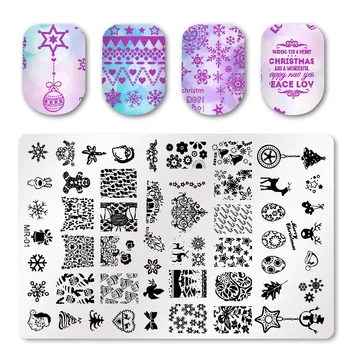 

Nail Art Printing Christmas stamping template Square Template Snowflake Leaves Geometric Plate Stainless Steel Stencil Tools