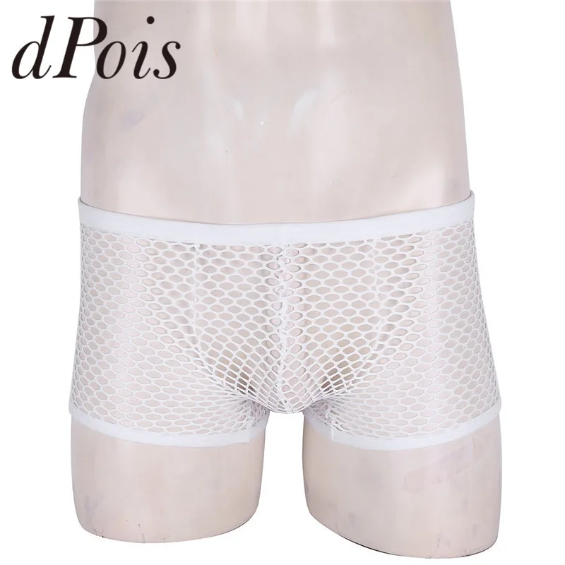

Gay Mens Fishnet Sissy Lingerie Breathable Mesh See Through Sheer Low Rise Boxer Briefs Underwear Homme Sexy Panties Underpants