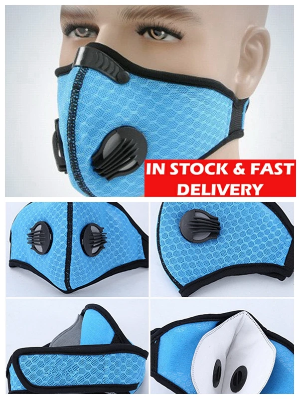 

KN95 5 PCS Cycling Face Mask Active Carbon Filter Mask Bicycle Breathable Sports Dustproof Anit-fog Protective Mask Running
