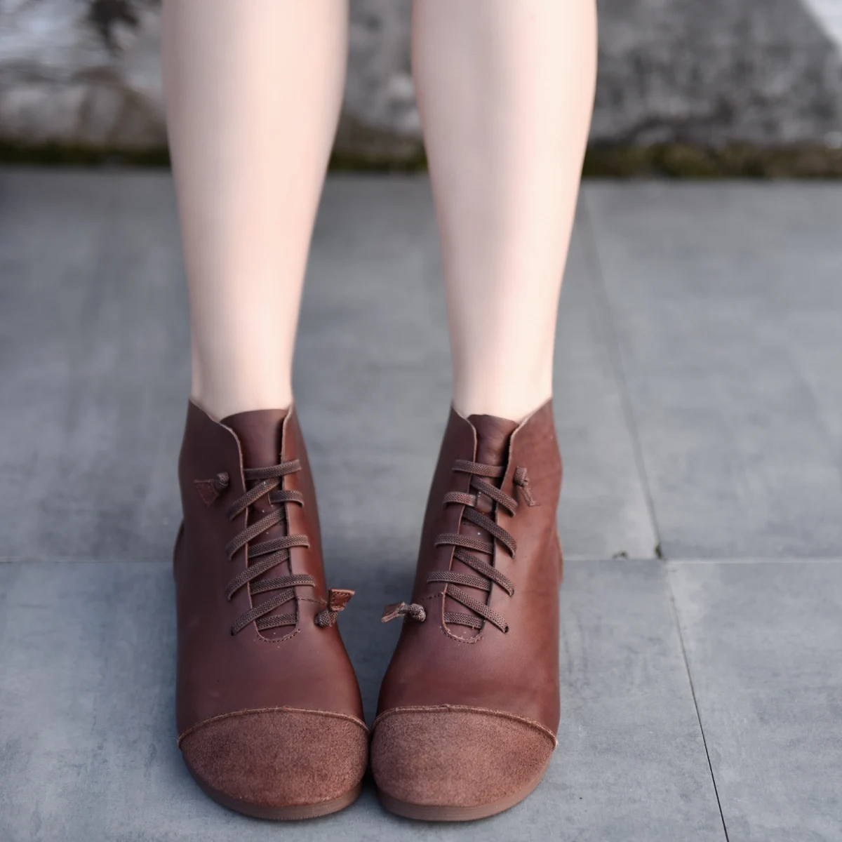

Artmu Original Genuine Leather Flat Bottom Women Boots Soft Sole Short Boots Spring and Autumn Handmade Comfortable Ankle Boots
