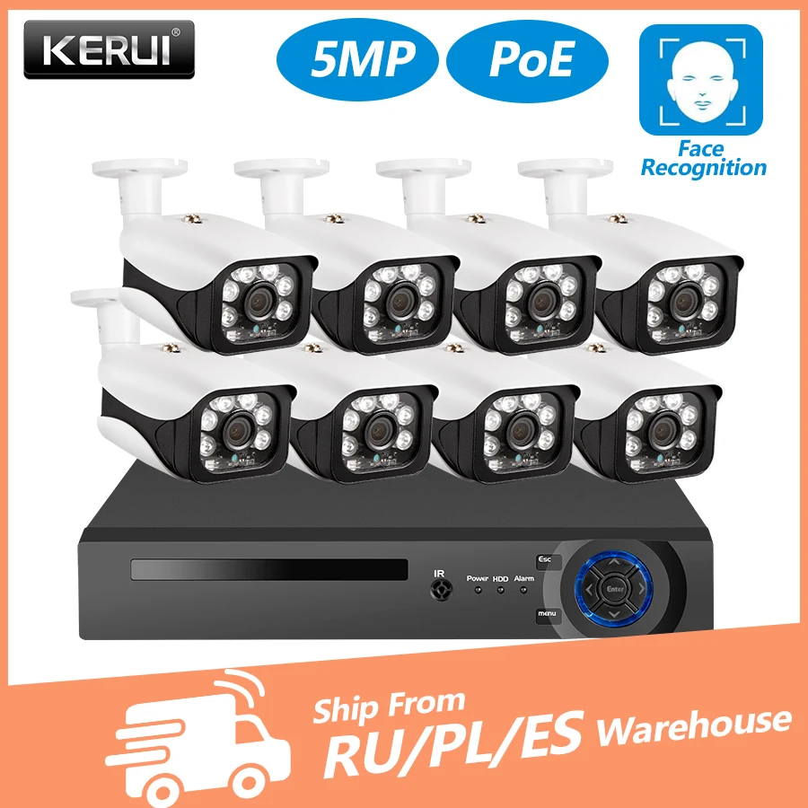 KERUI 8CH 5MP Wireless NVR POE Security Camera System Outdoor IR CUT CCTV Video Surveillance Video Recorder Kit Face Record|onvif 2.0|onvif 1080ponvif full hd - AliExpress