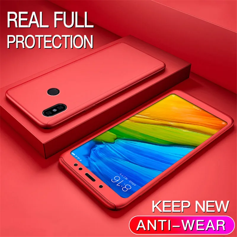 360 Полное покрытие чехол для телефона для Xiaomi Redmi Note 7 6 6A 5 5A 4A 4X2, 3, 4, 6X9 9SE 8 Lite Play CC9 E Pocof1 жесткий противоударный чехол - Цвет: RD
