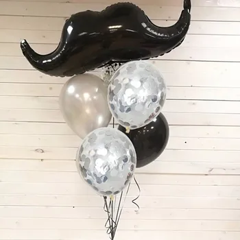 

XXYYZZ 5pcs/Set Dashing Little Man Baby Shower Balloons Mustache Foil Ball Black Beard Kids Toys Birthday Party Decor Supplies H