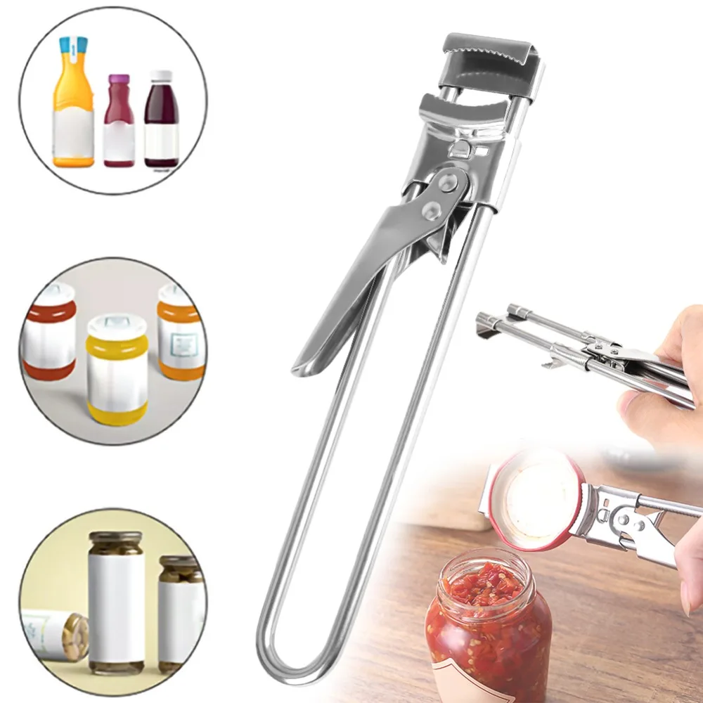 

Multifunctional Beer Bottle Opener Adjustable Can Opener Stainless Steel Manual Jar Lid Opener Gripper Kitchen supplies