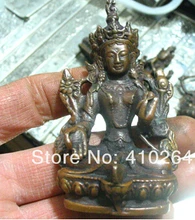 8 см Тибет зеленый тара Бронзовая статуэтка Будды(China)