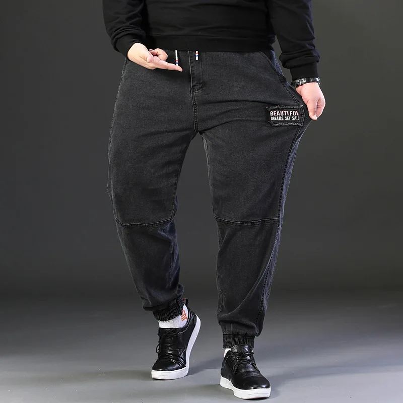 Джинсы мужские с высокой талией свободного размера плюс - Цвет: Dark grey