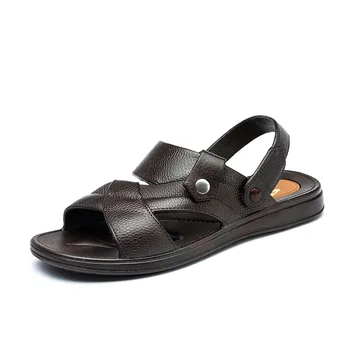 

Men Sandals Genuine Split Leather Men Beach Shoes Brand Men Casual Shoes Men Slippers Sneakers Summer Shoes Flip Flops