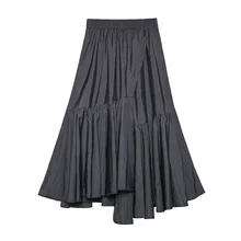 Z-zoux Женская Асимметричная юбка с высокой талией, плиссированные платья, черные, серые, универсальные, повседневные, необычные, длинные юбки, Осень-зима, Новинка