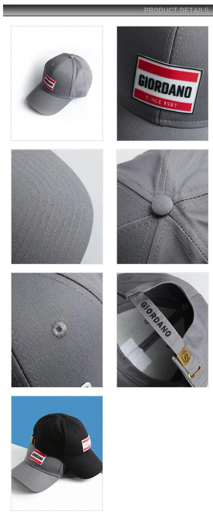 Giordano Мужская кепка с вышитым логотипом Giordano значок хлопок дышащая заглушка Мужская металлическая застежка 01209004