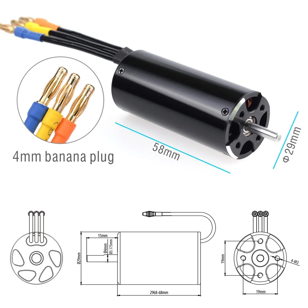 Rocket 3660 rc boat parts waterproof brushless dc motor electric for boats brushless motor with 5mm shaft