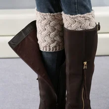 Гетры; рождественские женские короткие толстые акриловые вязаные сапоги с манжетами; рождественские носки; зимняя теплая вязаная обувь