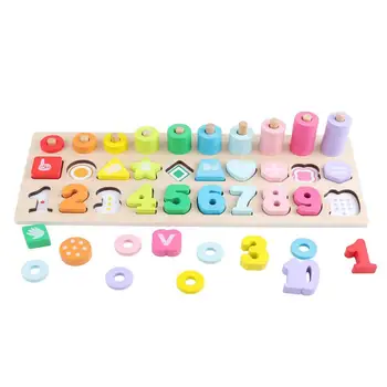 

None Toddler Preschool Kids Large Size Wooden Math Math Blocks Sorting Puzzles Set Learning Toy