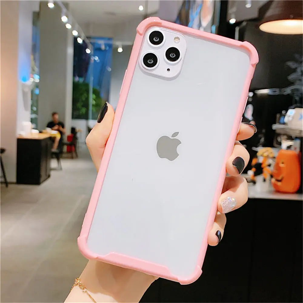 Lovebay прозрачный противоударный бампер чехол для телефона для iPhone 7 8 Plus 11 Pro Max X XR XS Max карамельный цвет Твердый акриловый задний Чехол