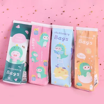 

Portable large capacity Pencil Bags Cute Cartoon Milk Dinosaur Pencil Boxes Multifunction Storage Box For School Stationery Box