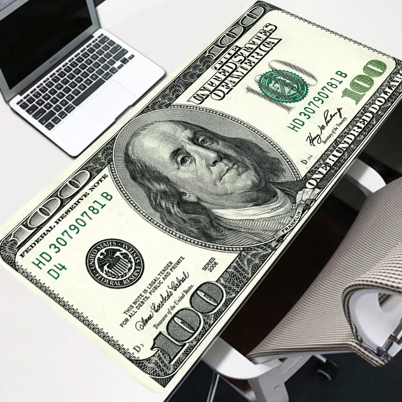 100 долларов банкнот шаблон печати коврик для мыши Новинка идеи подарка оверлок Dese