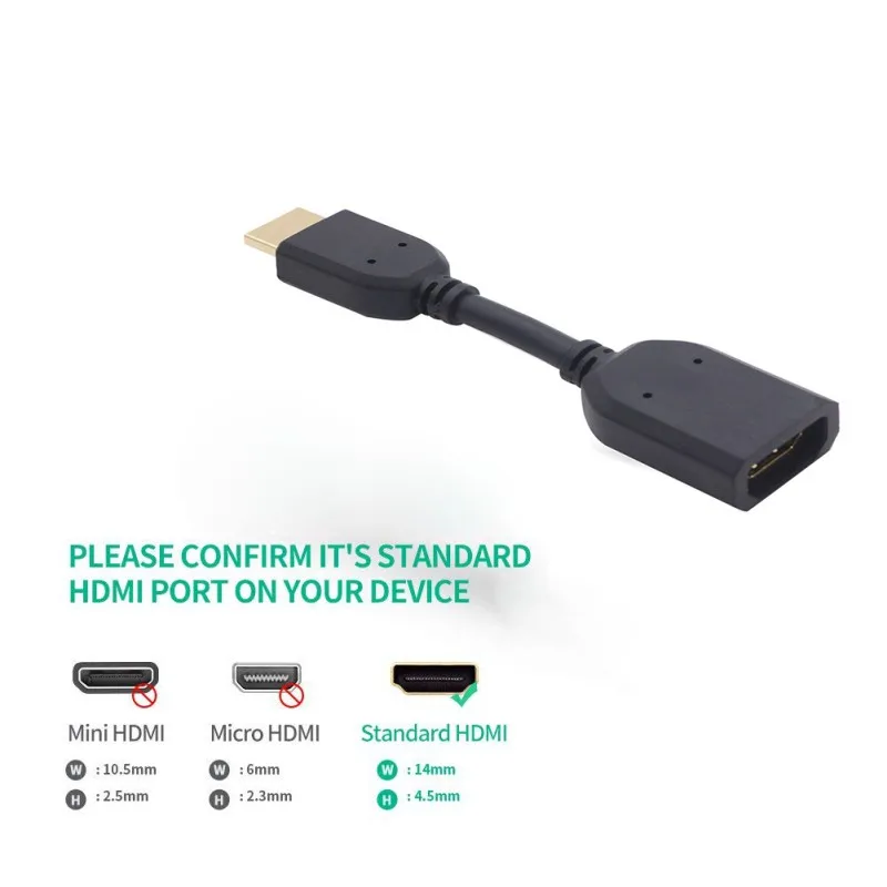 10 см удлинитель для HDMI Портативный позолоченный медный удлинитель адаптер кабель адаптер